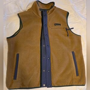 Columbia Tan and Blue Fleece Vest, Mens XL